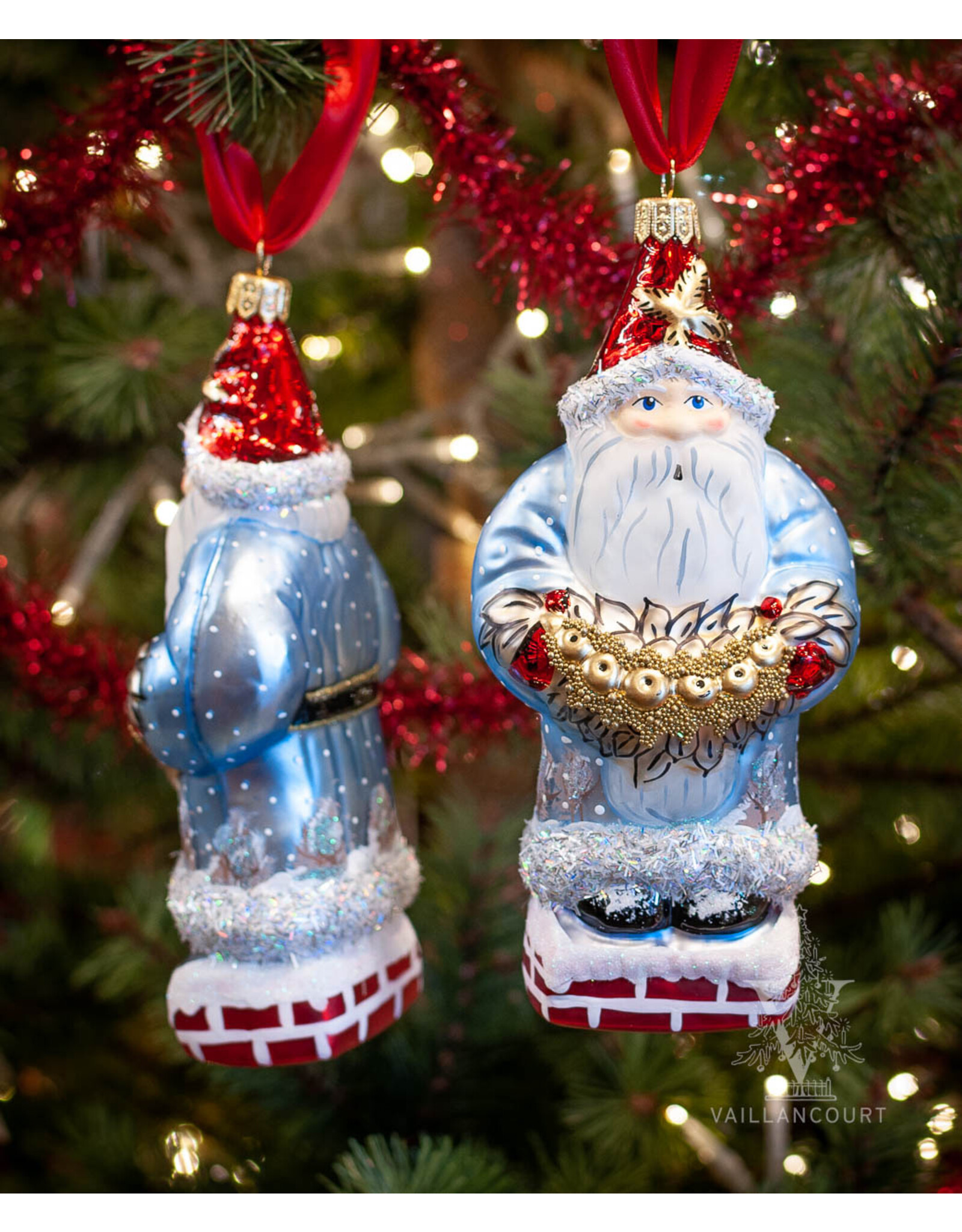Blue Grandfather Frost Glass Ornament