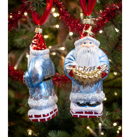 Blue Grandfather Frost Glass Ornament