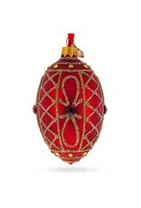 Red Jewel on Red Glass Egg Ornament