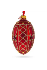 Red Jewel on Red Glass Egg Ornament