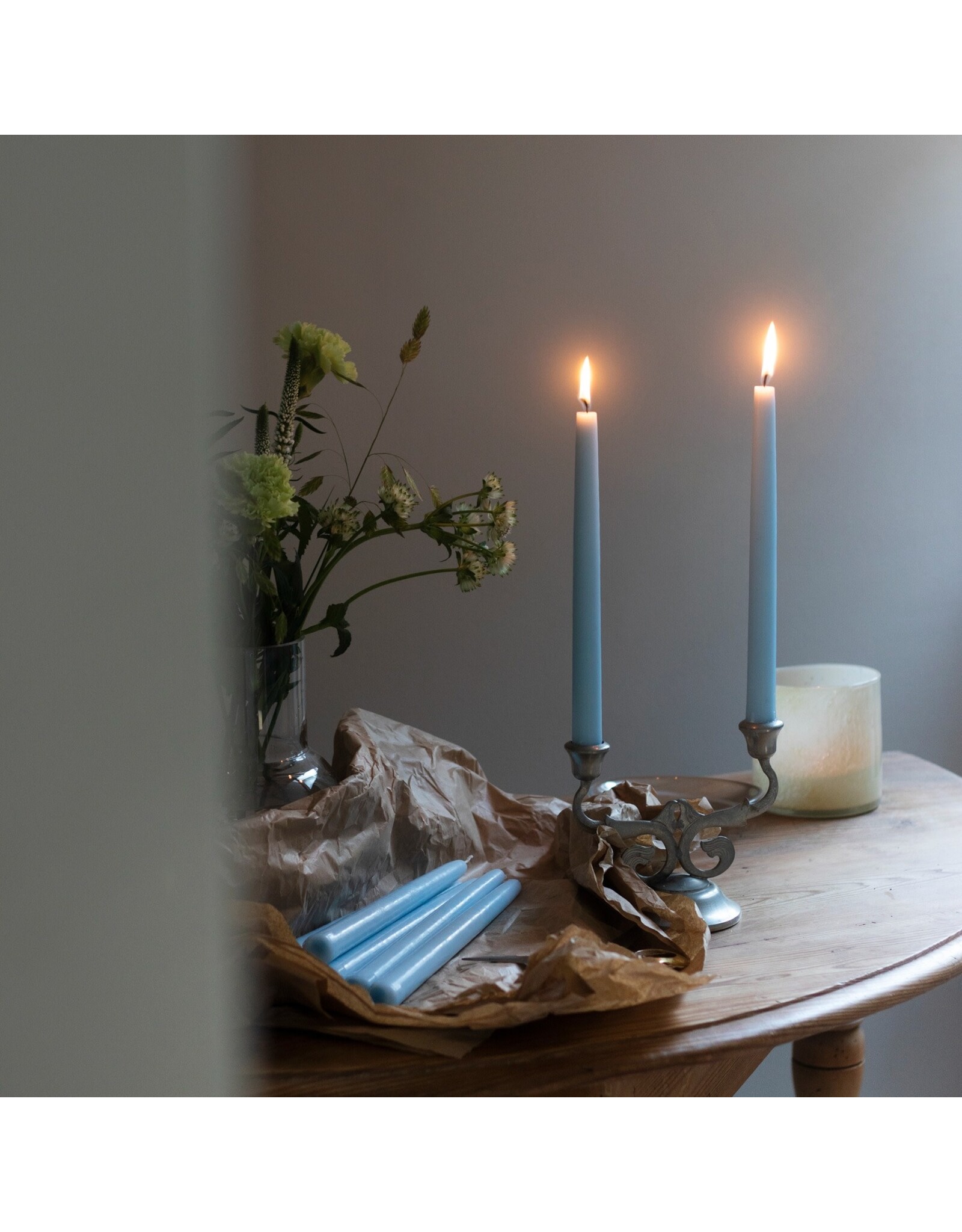 Dove Blue Long Taper Candles