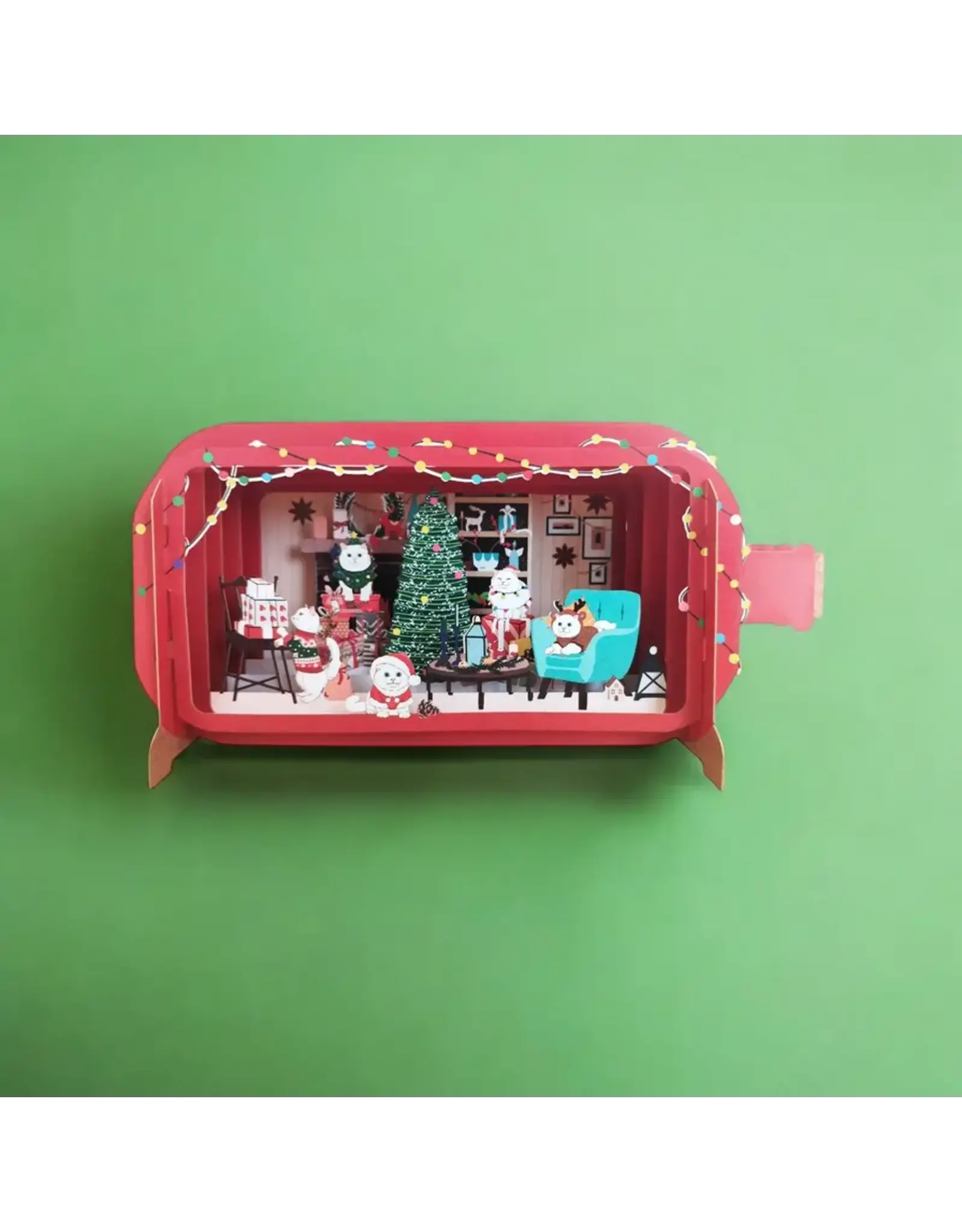 Message in a Bottle Cats Holiday Pop Up Card