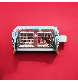Christmas Window Dogs Message in  a Bottle Pop Up Card