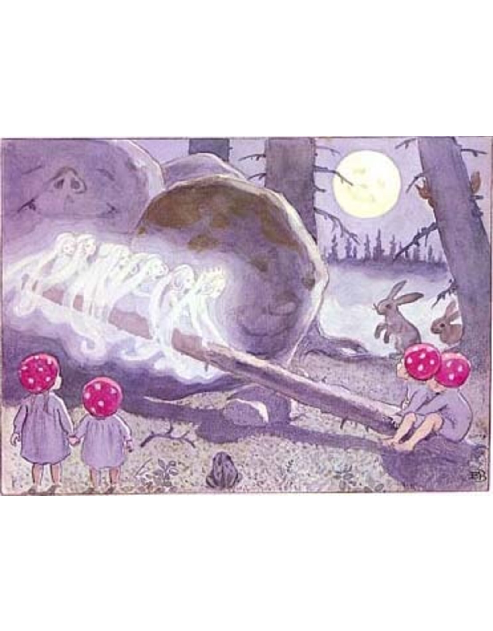 Mushroom Children with Fairies Postcard