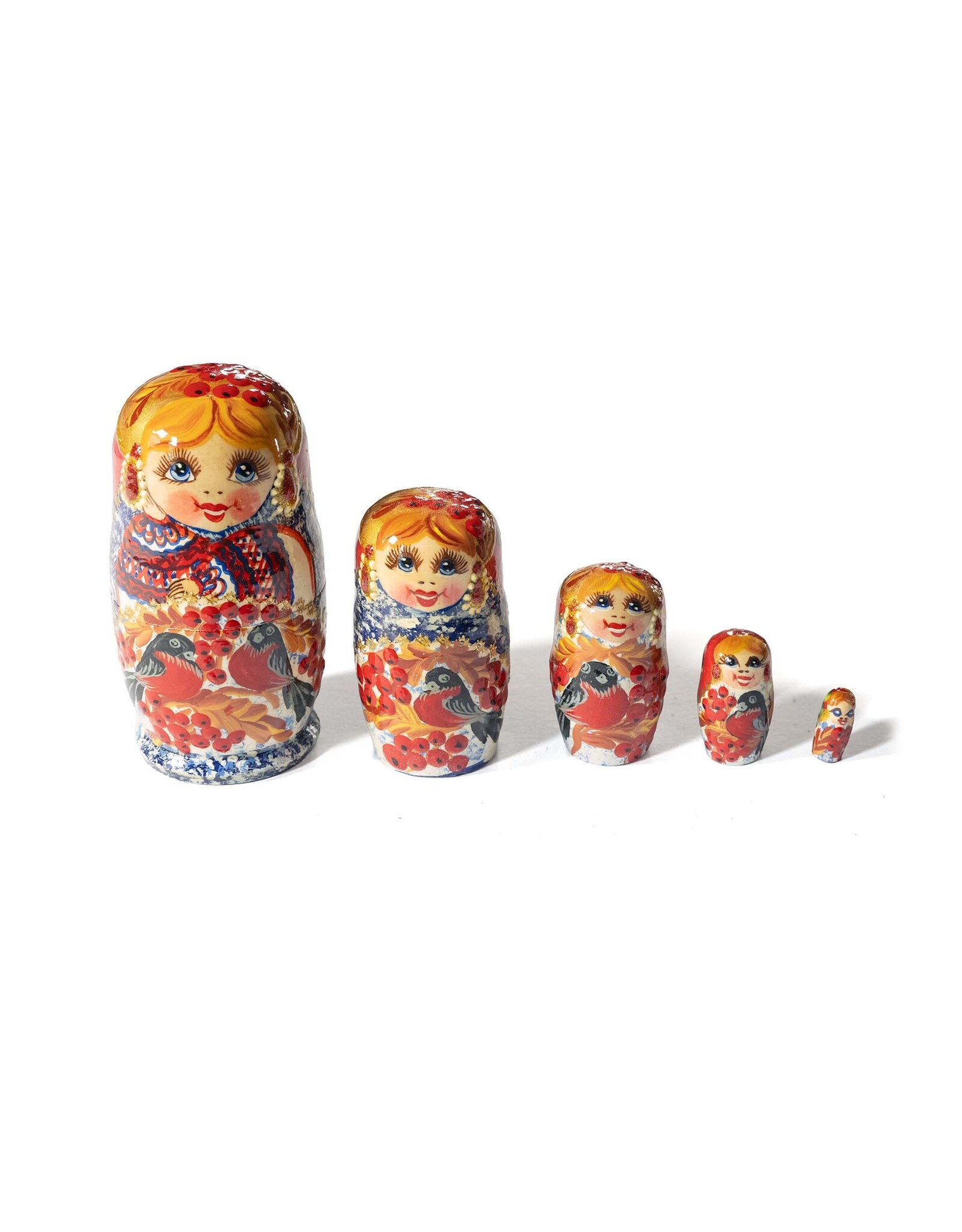Bullfinches & Berries Matryoshka 5 Pc