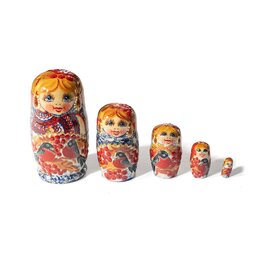 Bullfinches & Berries Matryoshka 5 Pc