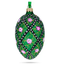 Rose Trellis Glass Egg Ornament