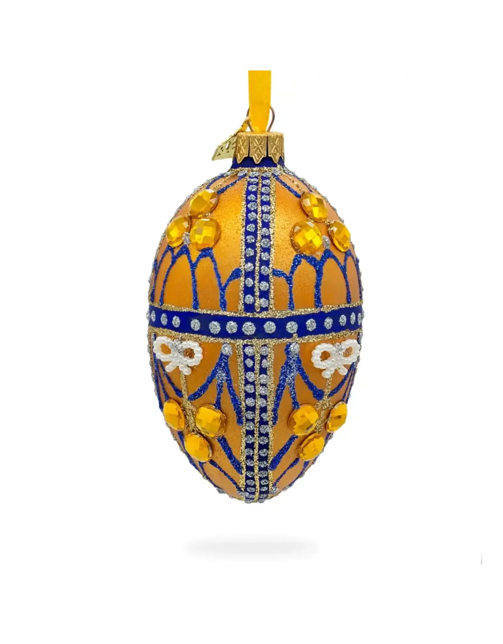 Golden Jewels Glass Egg Ornament