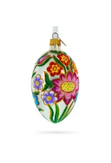 Colorful Flowers Glass Egg Ornament