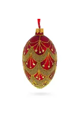 Golden Net on Red Glass Fabergé Style Egg Ornament