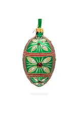Red Jewels on Green Glass Egg Ornament