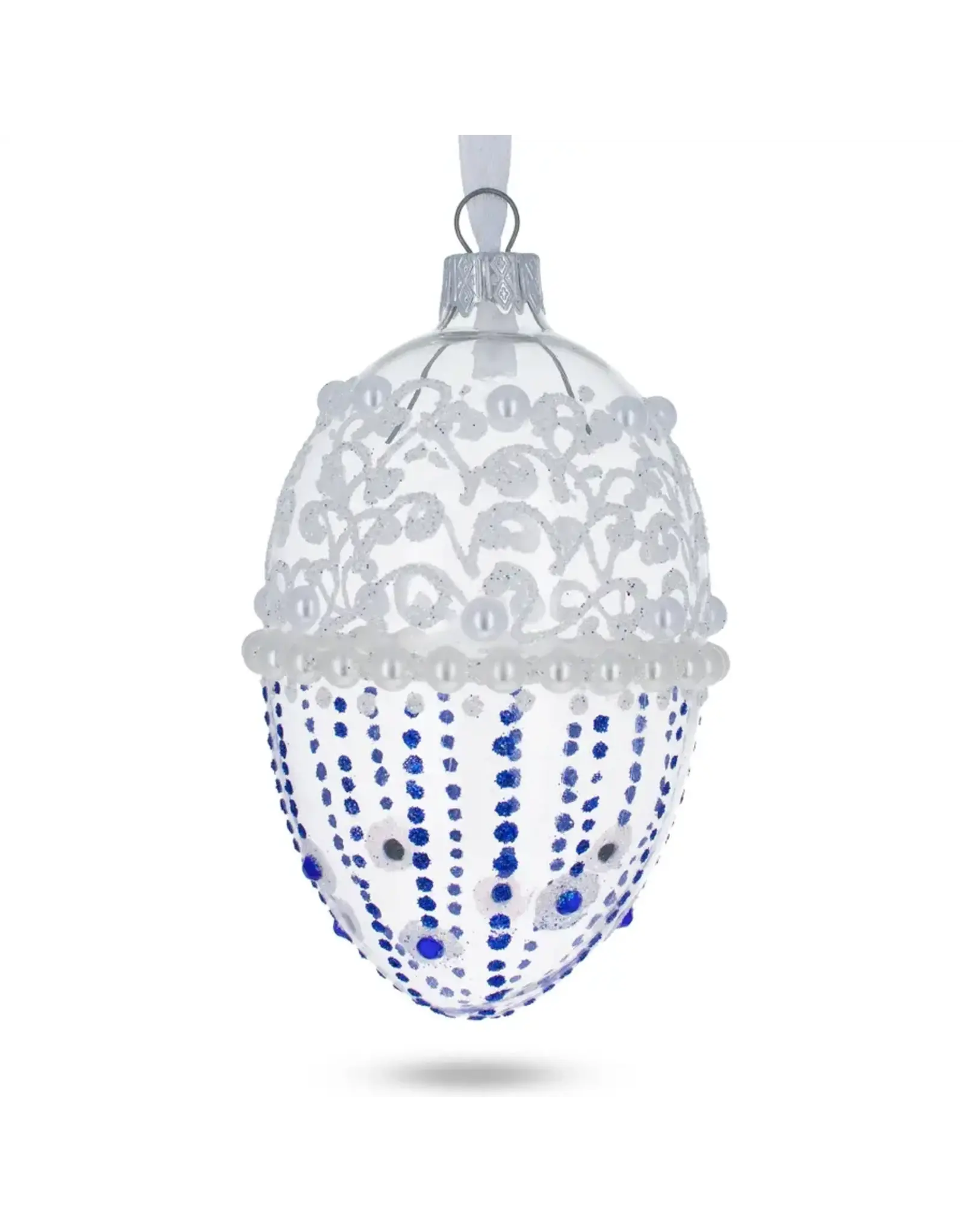 Pearl on Frosted Glass Egg Ornament