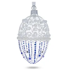 Pearl on Frosted Glass Egg Ornament