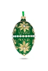 Beads with Gold Flowers on Green Glass Egg Ornament
