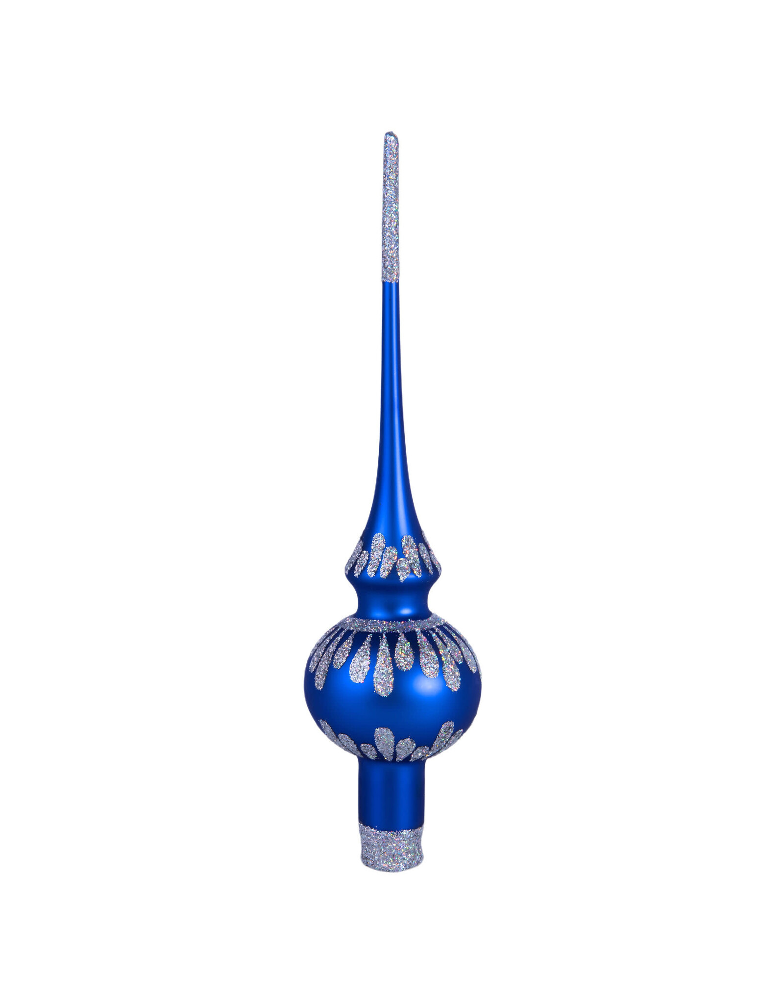 Retro Blue Glass Silver Shimmer Tree Topper