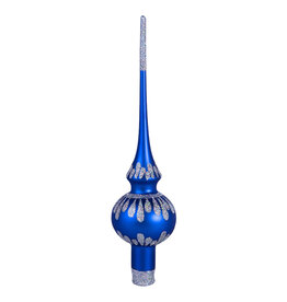 Retro Blue Glass Silver Shimmer Tree Topper