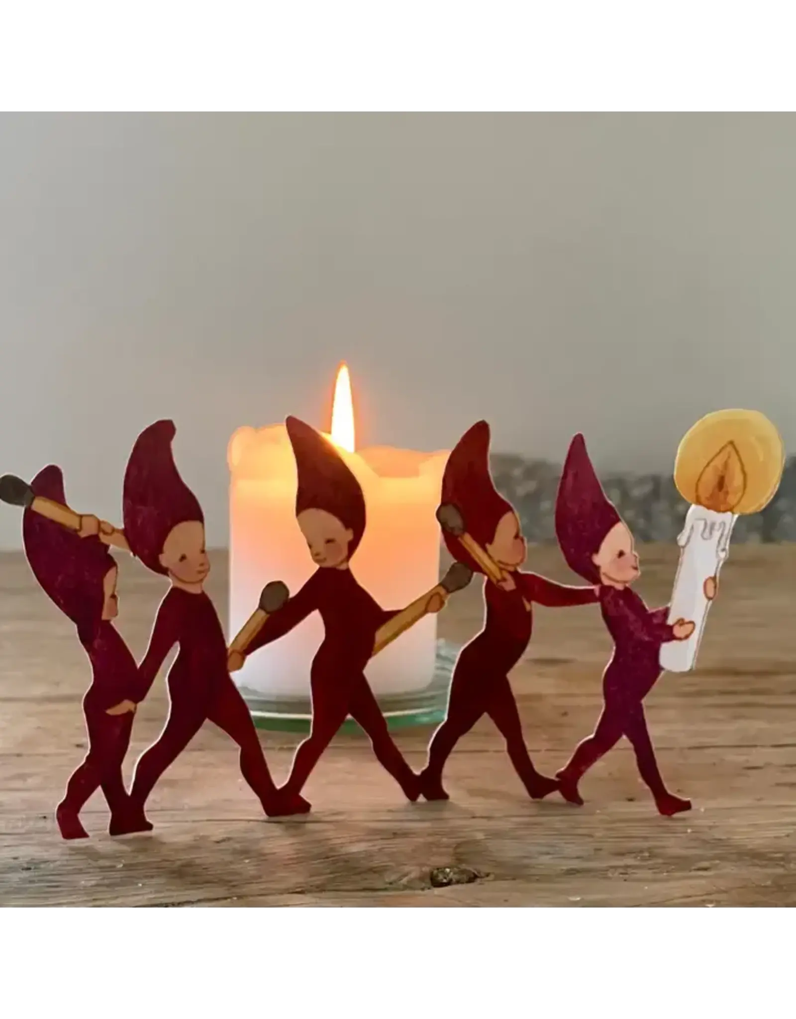 Elves with Candle Cut-Out Decoration