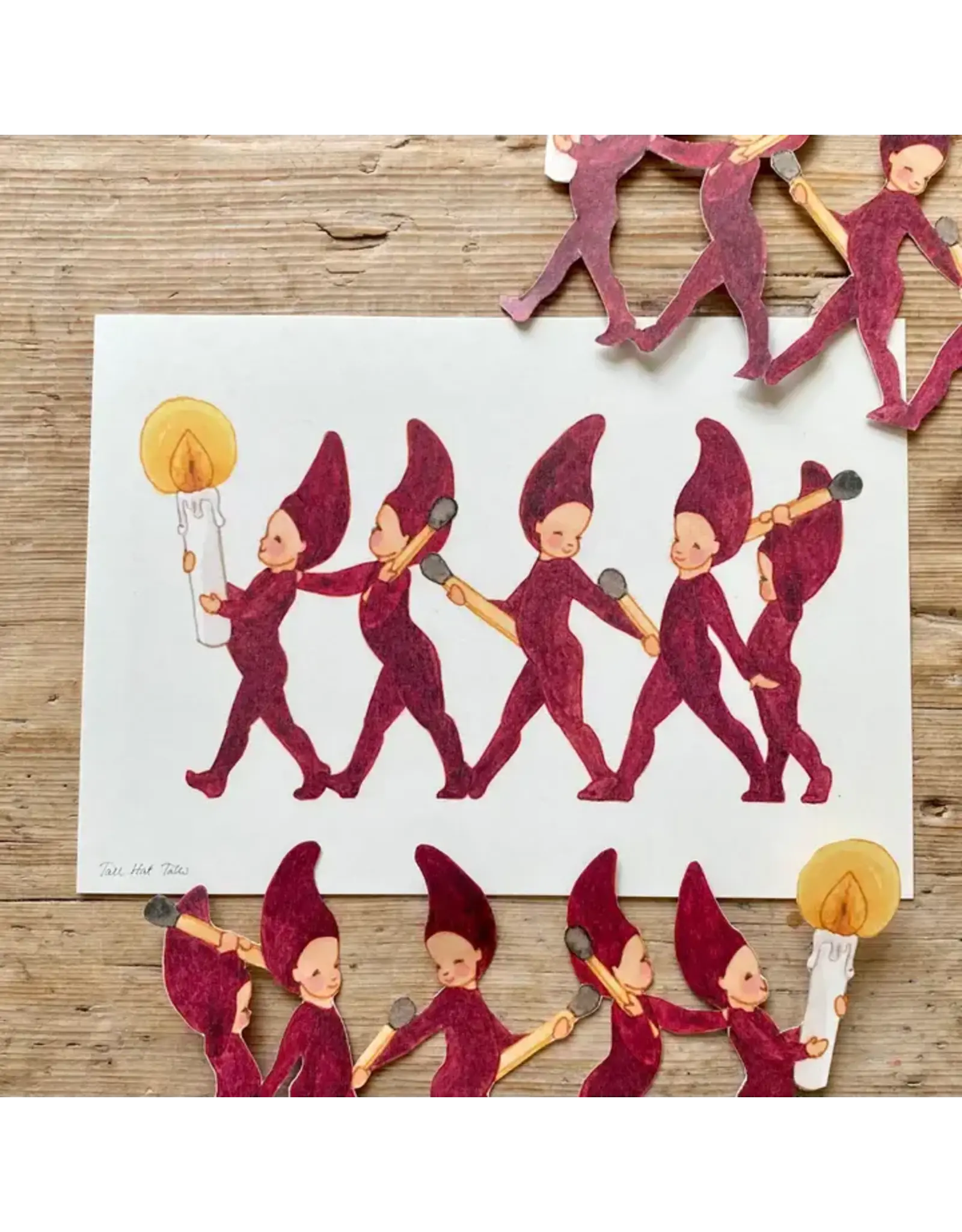 Elves with Candle Cut-Out Decoration