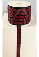Slavic Folk Art Ribbon Red & Green on Black
