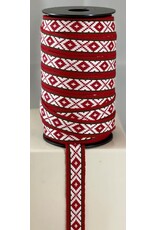 Red Folk Pattern on White Ribbon