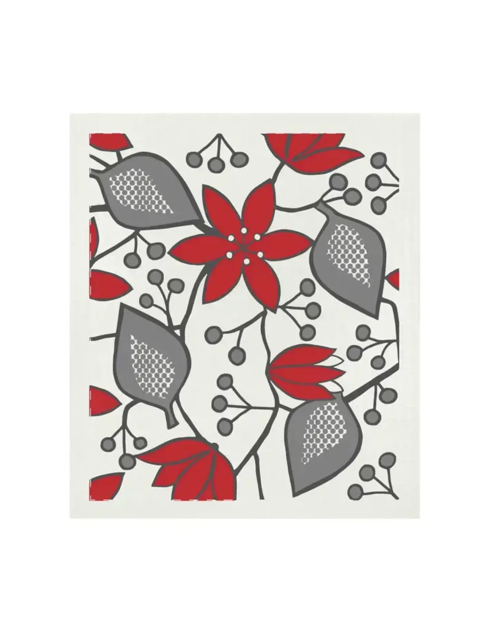 Hellebores Swedish Dishcloth (Red)