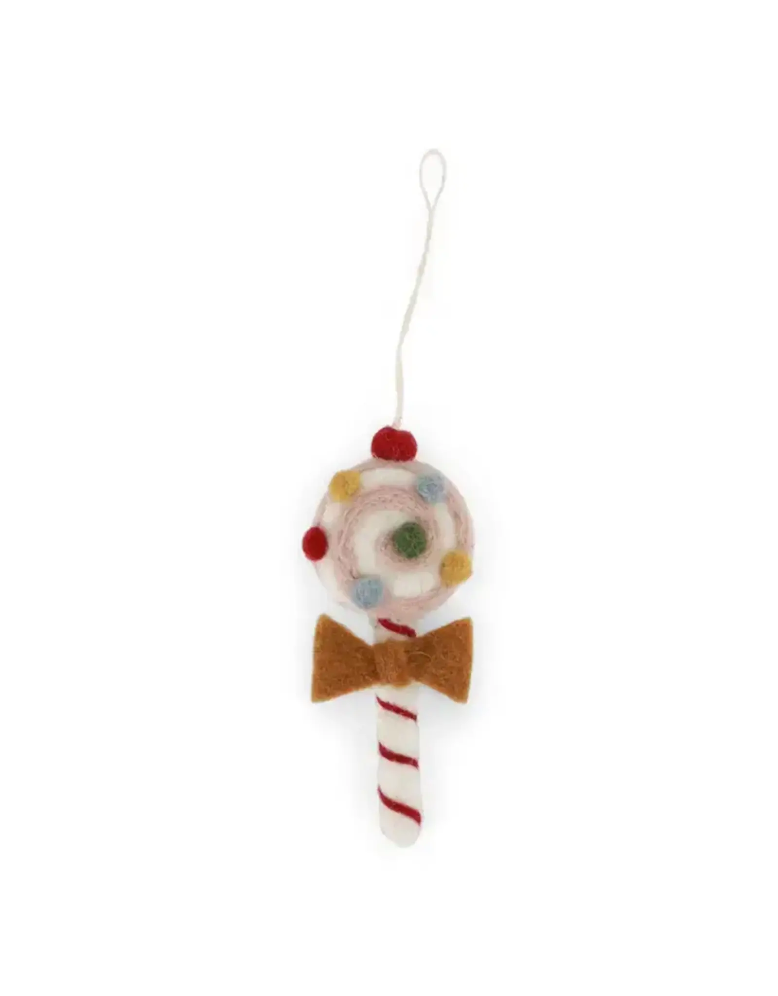 Holiday Candy with Bow Felted Wool Ornament