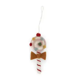 Holiday Candy with Bow Felted Wool Ornament