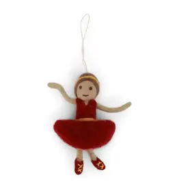 Felted Wool Ballerina in Red Ornament