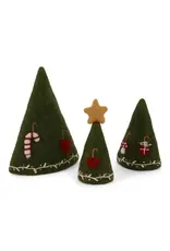 Green Felted Wool Decorated Christmas Tree 3-in-1