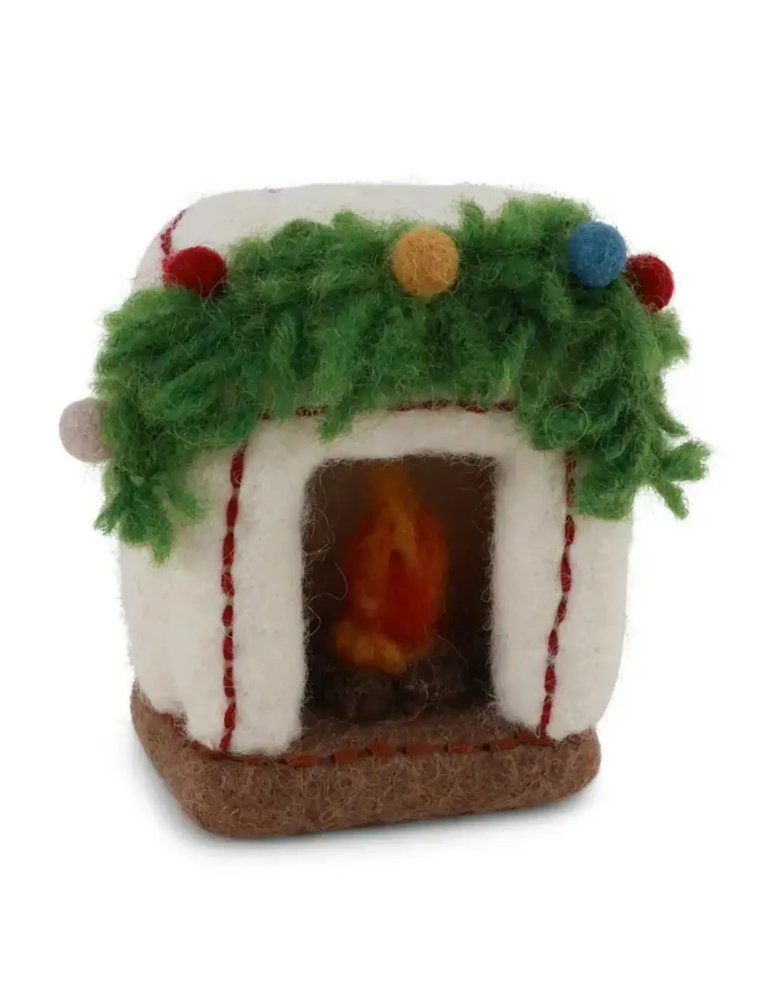 Felted Wool Fireplace with Garland