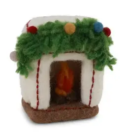Felted Wool Fireplace with Garland