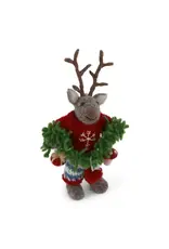 Felted Wool Reindeer with Garland Ornament