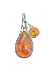 Cognac Amber Silver Pendant