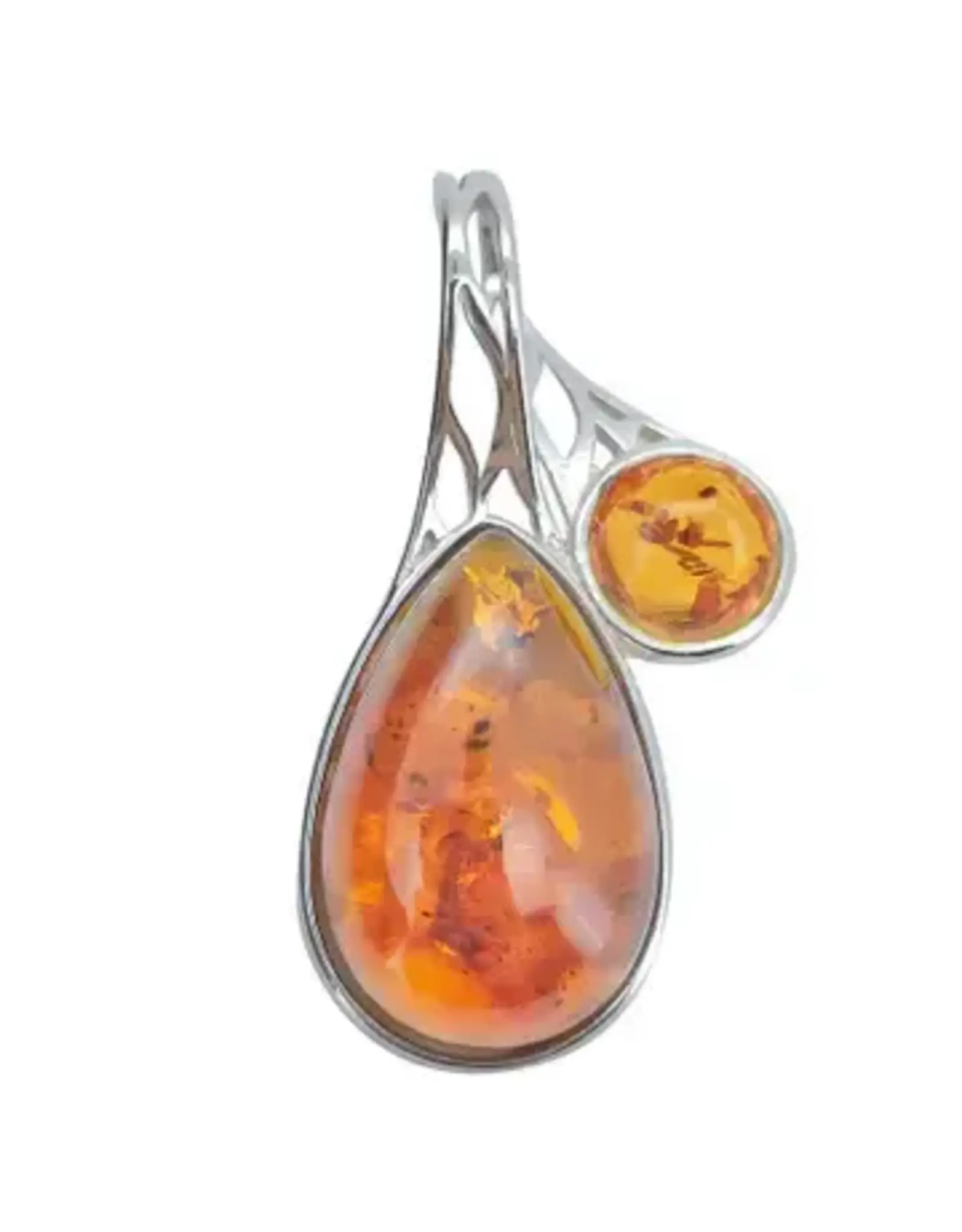 Cognac Amber Silver Pendant
