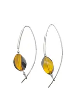 Swirl-Shaped Amber Hook Earrings