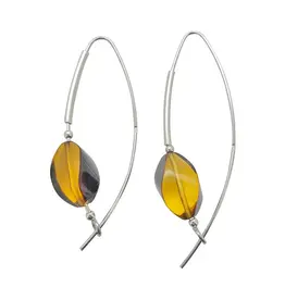 Swirl-Shaped Amber Hook Earrings