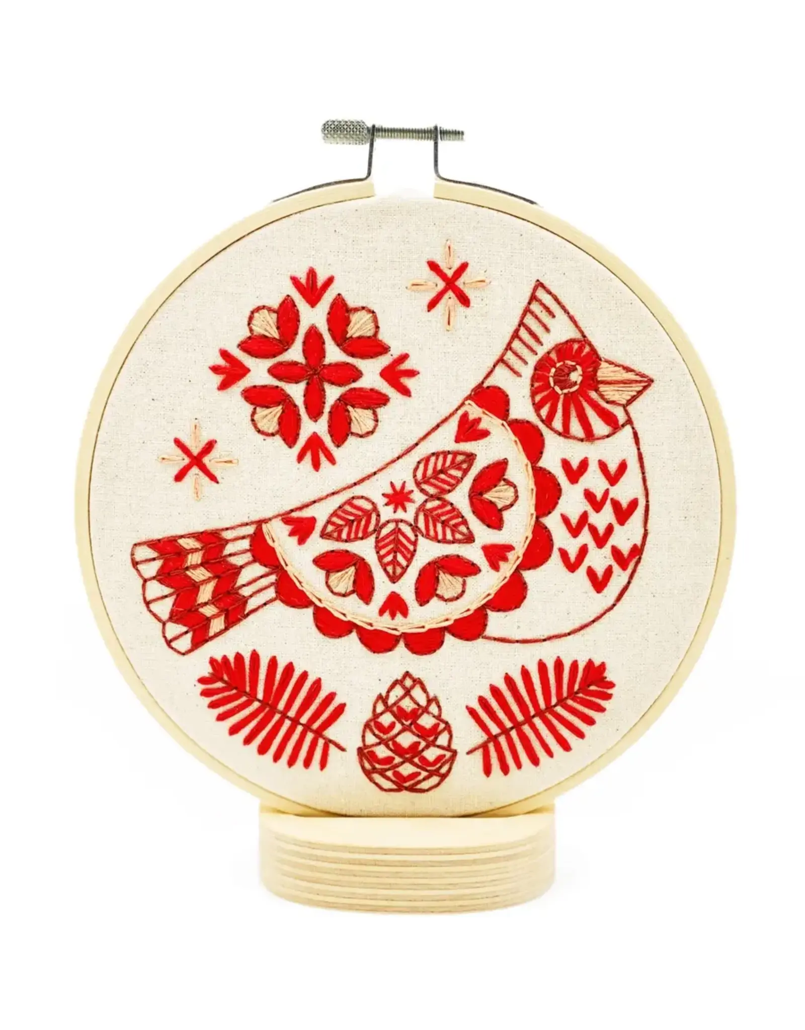 Folk Cardinal Embroidery Kit