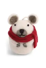 Felt Polar Bear with Scarf Ornament