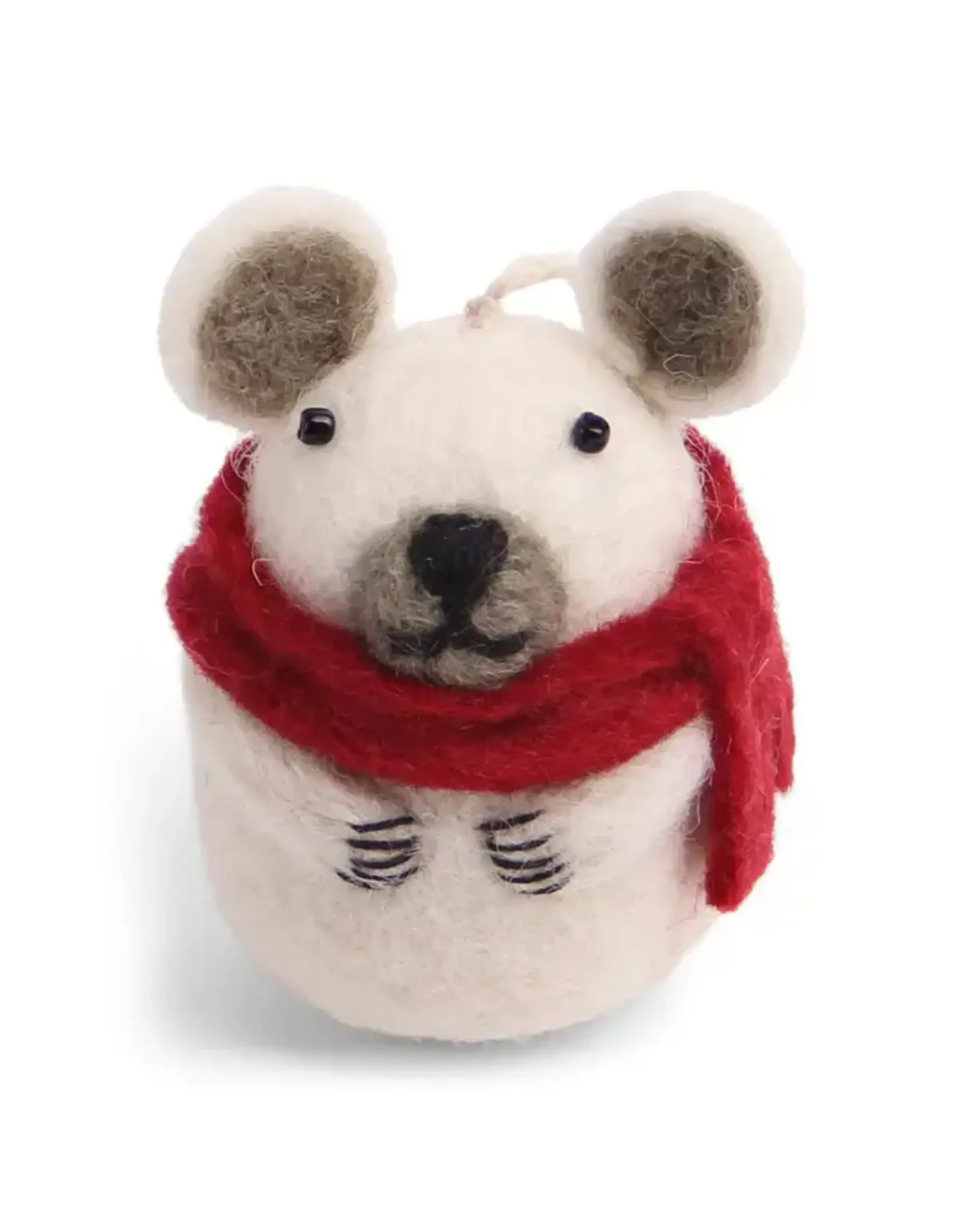Felt Polar Bear with Scarf Ornament