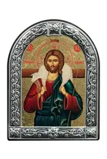 Christ the Good Shepherd Orthodox Icon with Embossed Metal Frame