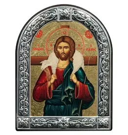 Christ the Good Shepherd Orthodox Icon with Embossed Metal Frame