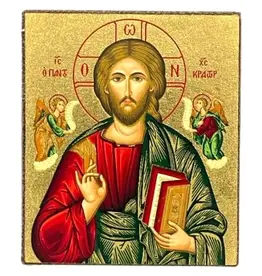 Jesus Christ of Pantocrator Silkscreen Icon 3" x 2"