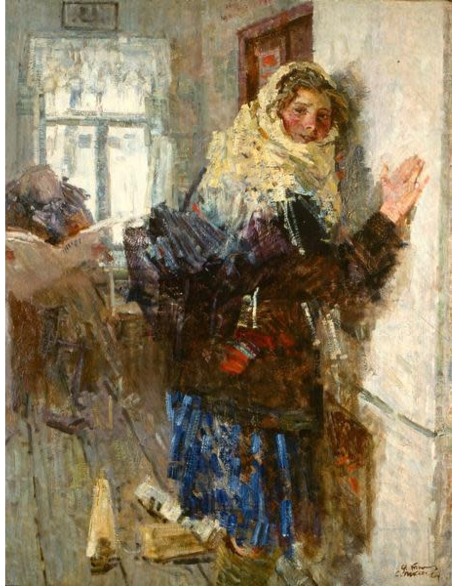 Post Girl in Winter Postcard