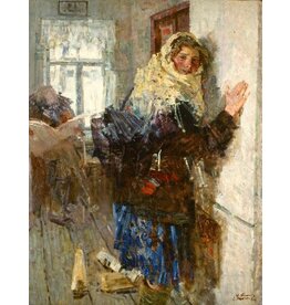 Post Girl in Winter Postcard