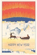 Reindeer & Northern Lights  Happy New Year Magnet