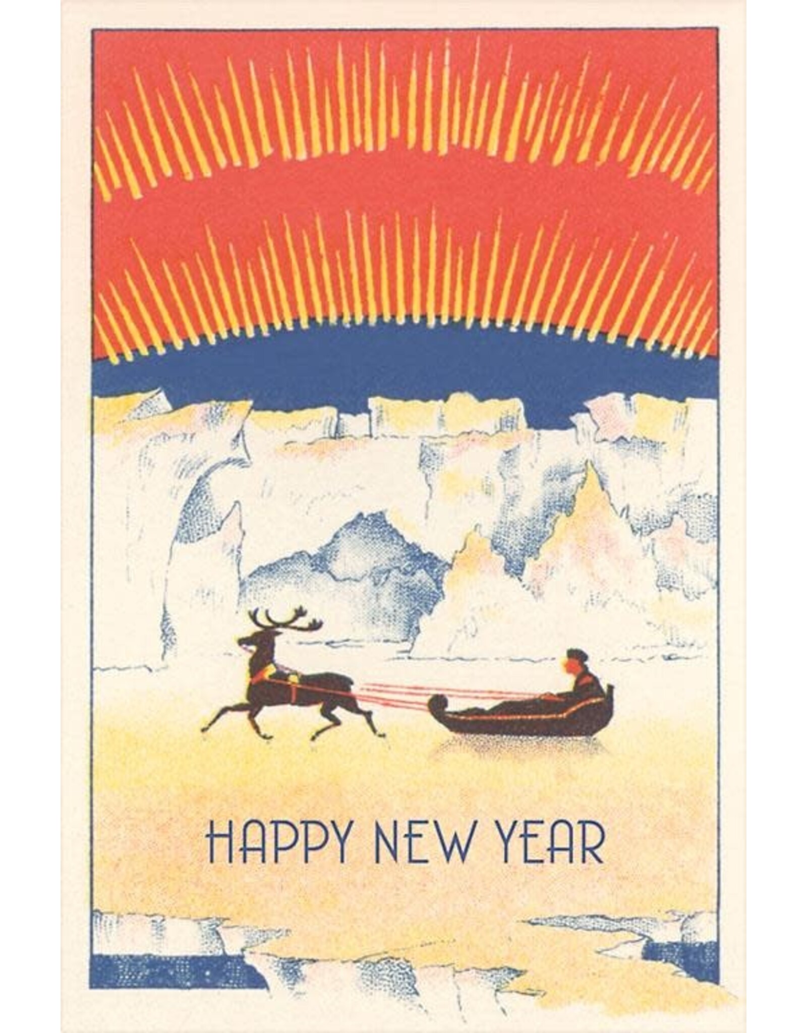 Reindeer & Northern Lights  Happy New Year Magnet