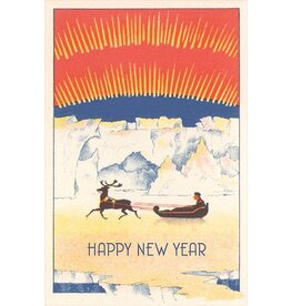 Reindeer & Northern Lights  Happy New Year Magnet