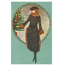Art Deco Girl with Tree Holiday Magnet