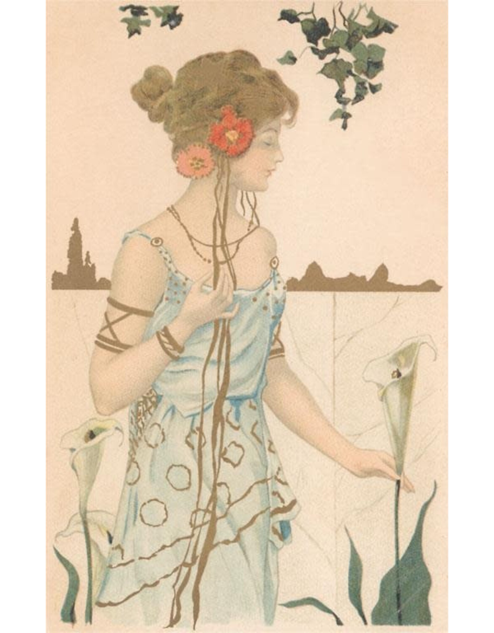 Art Nouveau Woman with Lily Sticker