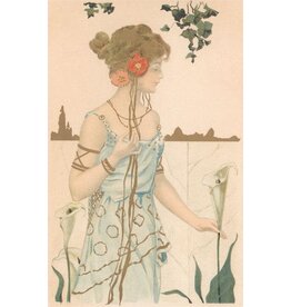 Art Nouveau Woman with Lily Sticker